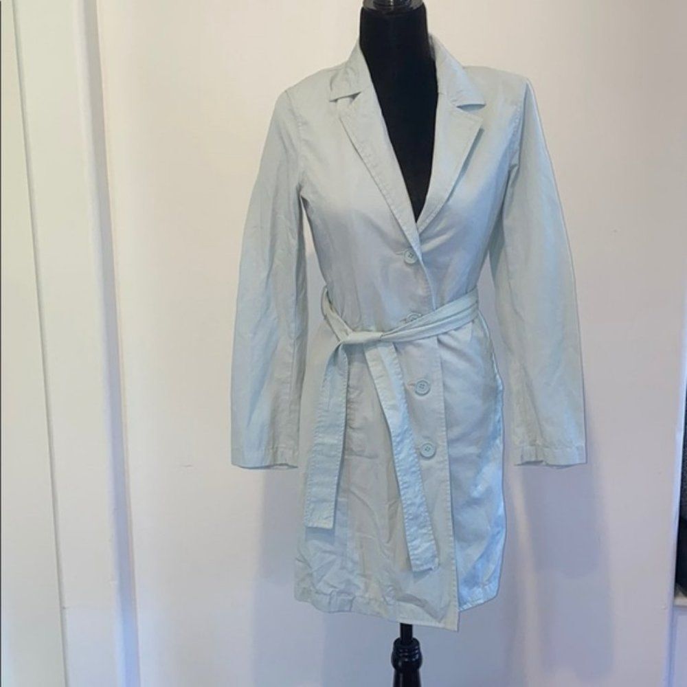 Stylish Classic Zara baby blue - trench coat with pocket - vintage